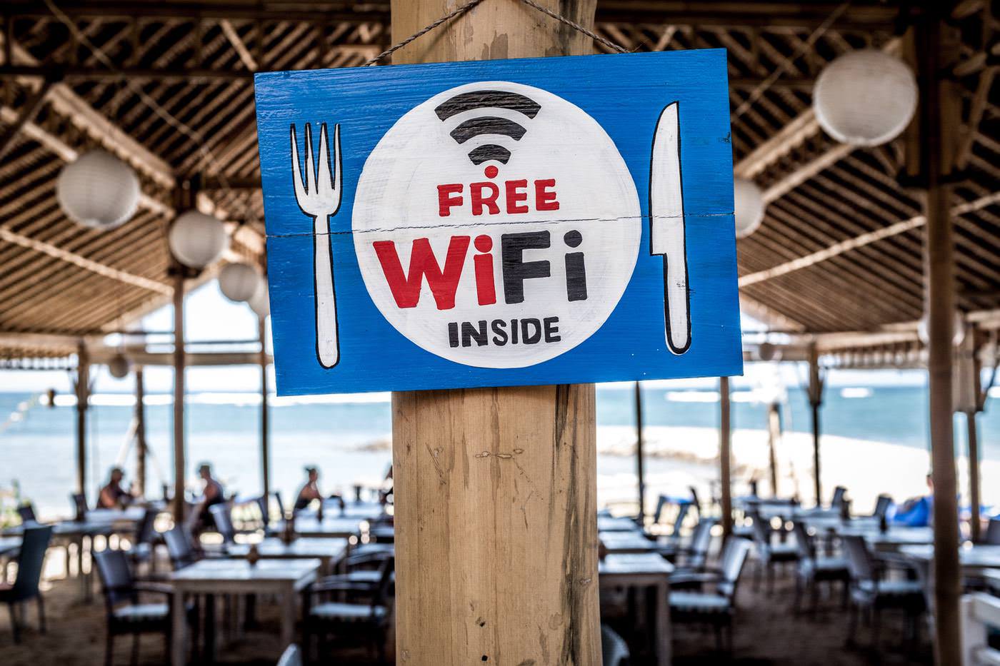 Free wifi offered in a restaurant